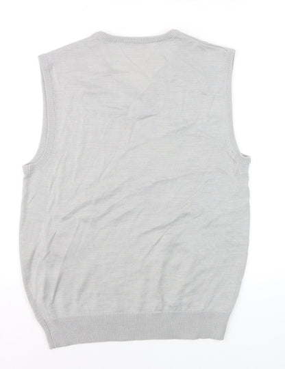 Bar Harbour Men’s Grey V-Neck Sleeveless Merino Wool Blend Vest M