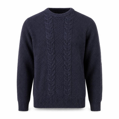Brave Soul Men’s Blue Cable-Knit Crew Neck Jumper Size L