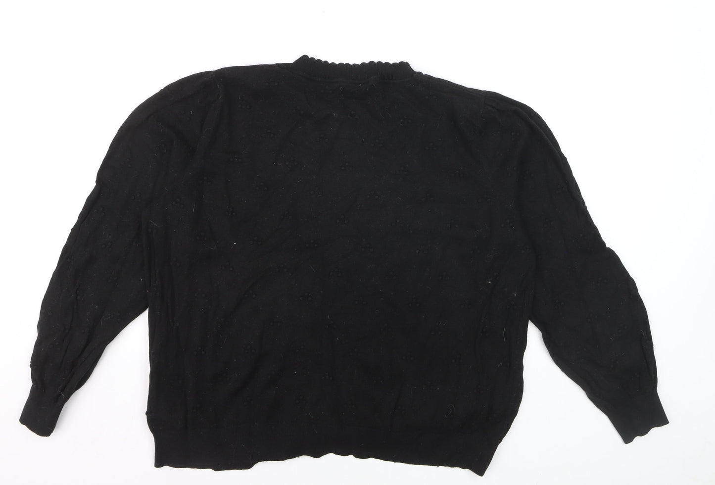 Fat Face Women Black Cotton Wool Long Sleeve Crew Neck Jumper Size 22