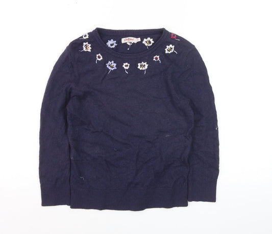 Cath Kidston Womens Blue Embroidered Floral Wool Jumper XS