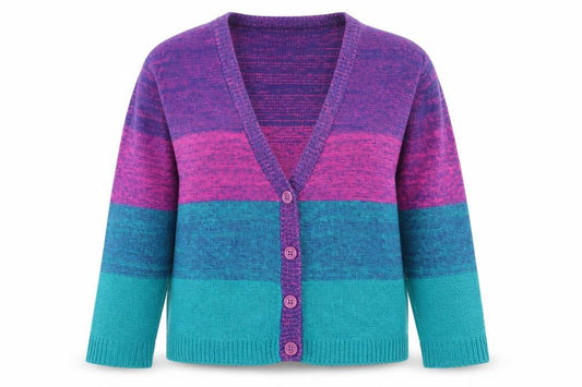 ASOS Women Multicoloured L Striped Knit V-Neck Cardigan