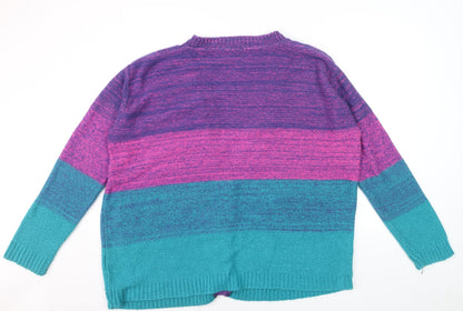 ASOS Women Multicoloured L Striped Knit V-Neck Cardigan
