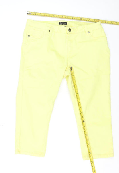 Suko Jeans Women’s Yellow Cropped Slim Stretch Trousers Size 12