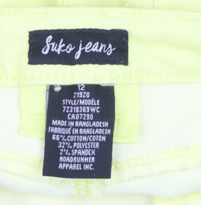 Suko Jeans Women’s Yellow Cropped Slim Stretch Trousers Size 12