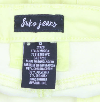 Suko Jeans Women’s Yellow Cropped Slim Stretch Trousers Size 12
