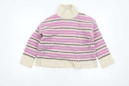 Barbour Women's Multicoloured Roll Neck Wool Jumper Size 12