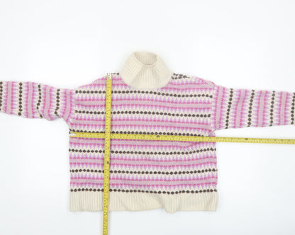 Barbour Women's Multicoloured Roll Neck Wool Jumper Size 12