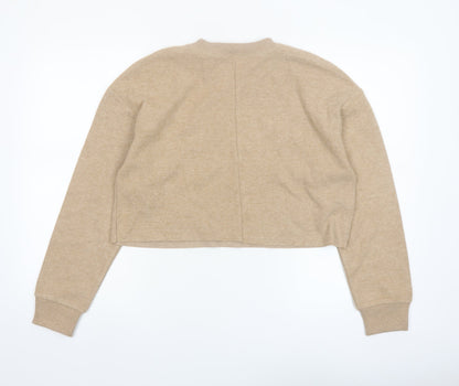 Zara Women Beige Crew Neck Knit Pullover Jumper Size 12