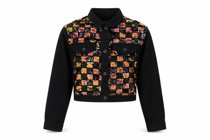 Topshop Womens Black Sequin Cropped Bomber Jacket Size S