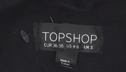 Topshop Womens Black Sequin Cropped Bomber Jacket Size S