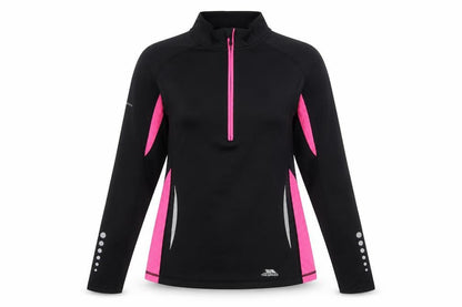 Trespass Womens Black Pink 1/4 Zip Long Sleeve Active Pullover UK 12
