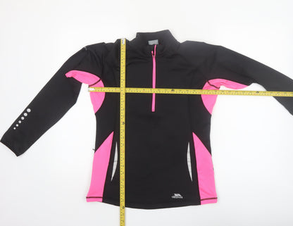 Trespass Womens Black Pink 1/4 Zip Long Sleeve Active Pullover UK 12