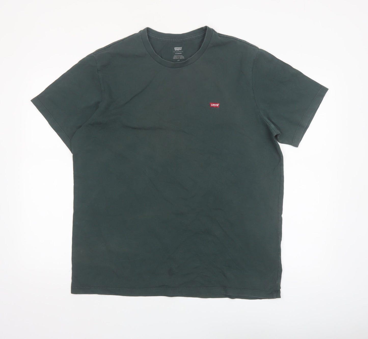 Levi's Men's Green Crew Neck Cotton T-Shirt Size L Regular Fit
