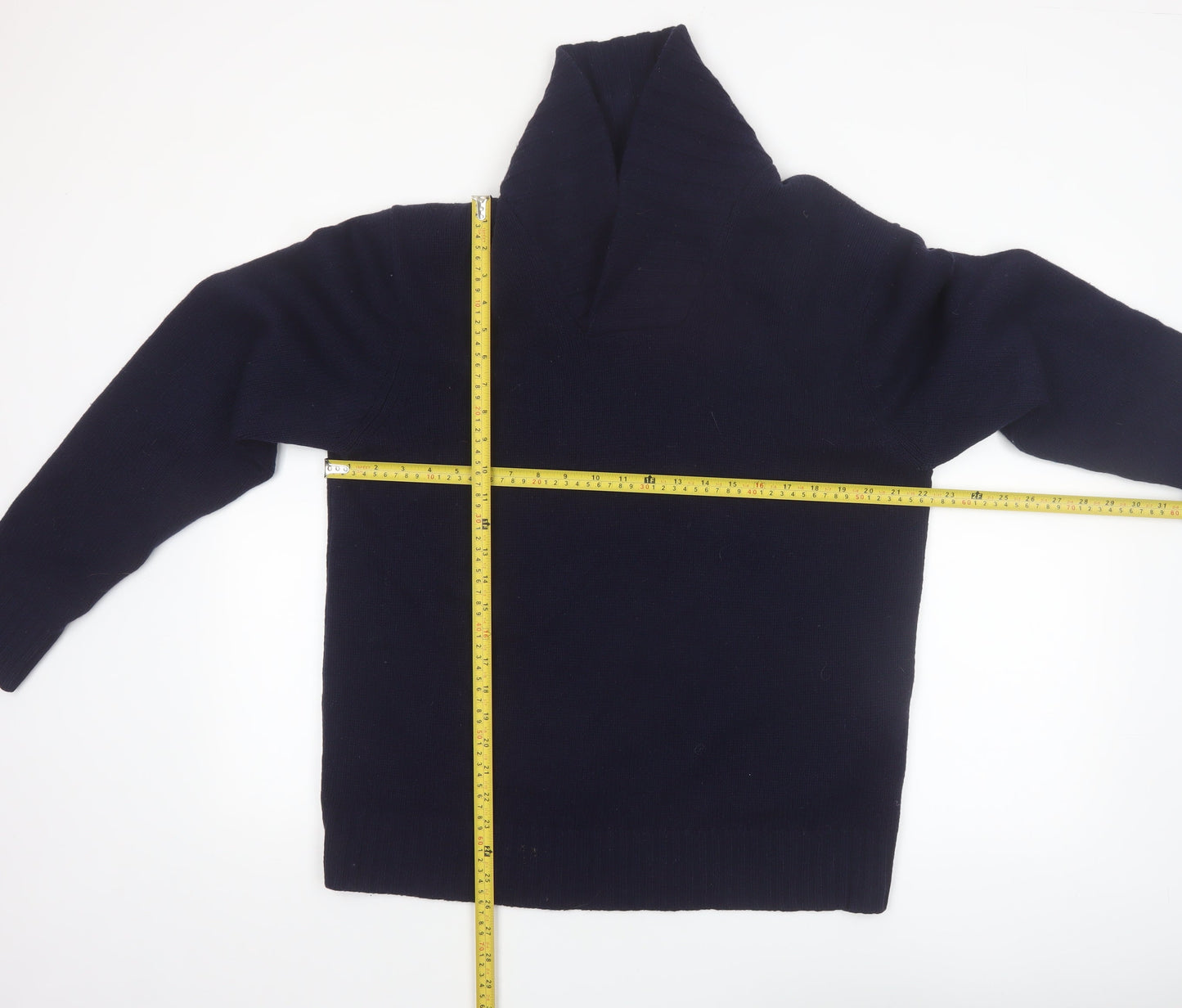 Boden Men's Blue Lambswool Shawl Neck Jumper Size L