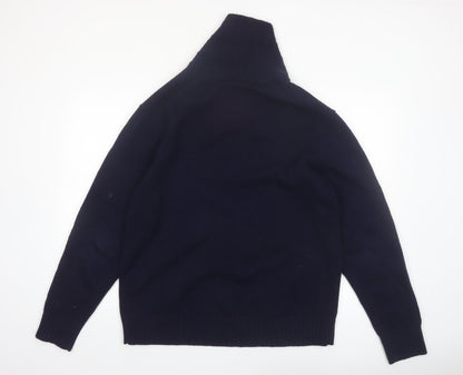 Boden Men's Blue Lambswool Shawl Neck Jumper Size L