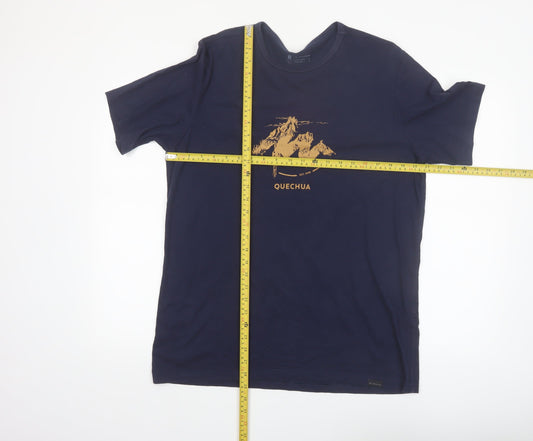 Quechua Men's Navy Blue Graphic Mountain Print T-Shirt XL