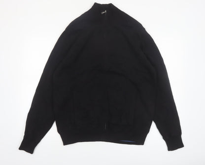 Marks and Spencer Blue Harbour Men's Black Full Zip Cotton Jumper L