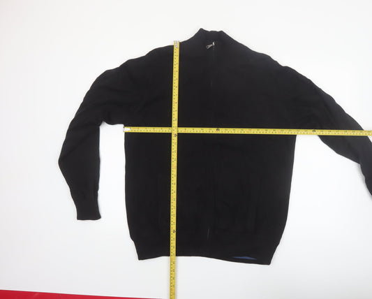 Marks and Spencer Blue Harbour Men's Black Full Zip Cotton Jumper L