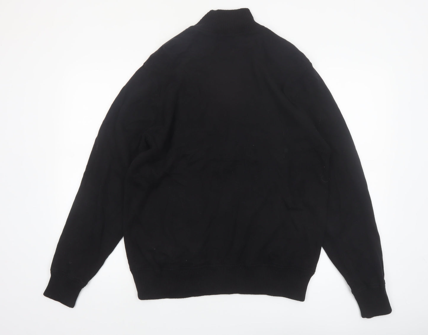 Marks and Spencer Blue Harbour Men's Black Full Zip Cotton Jumper L