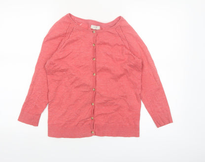 Fat Face Women’s Pink Cotton Button Cardigan Size 10