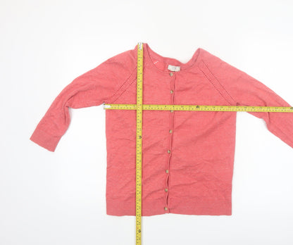 Fat Face Women’s Pink Cotton Button Cardigan Size 10