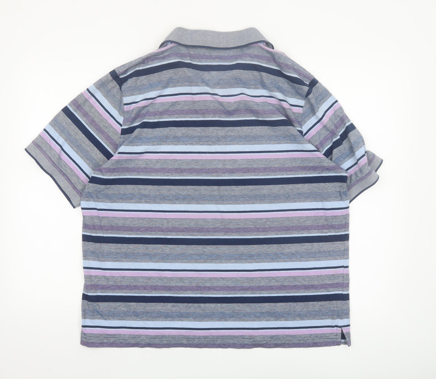 Lincoln Men's Multicoloured Striped Cotton Polo Shirt XL