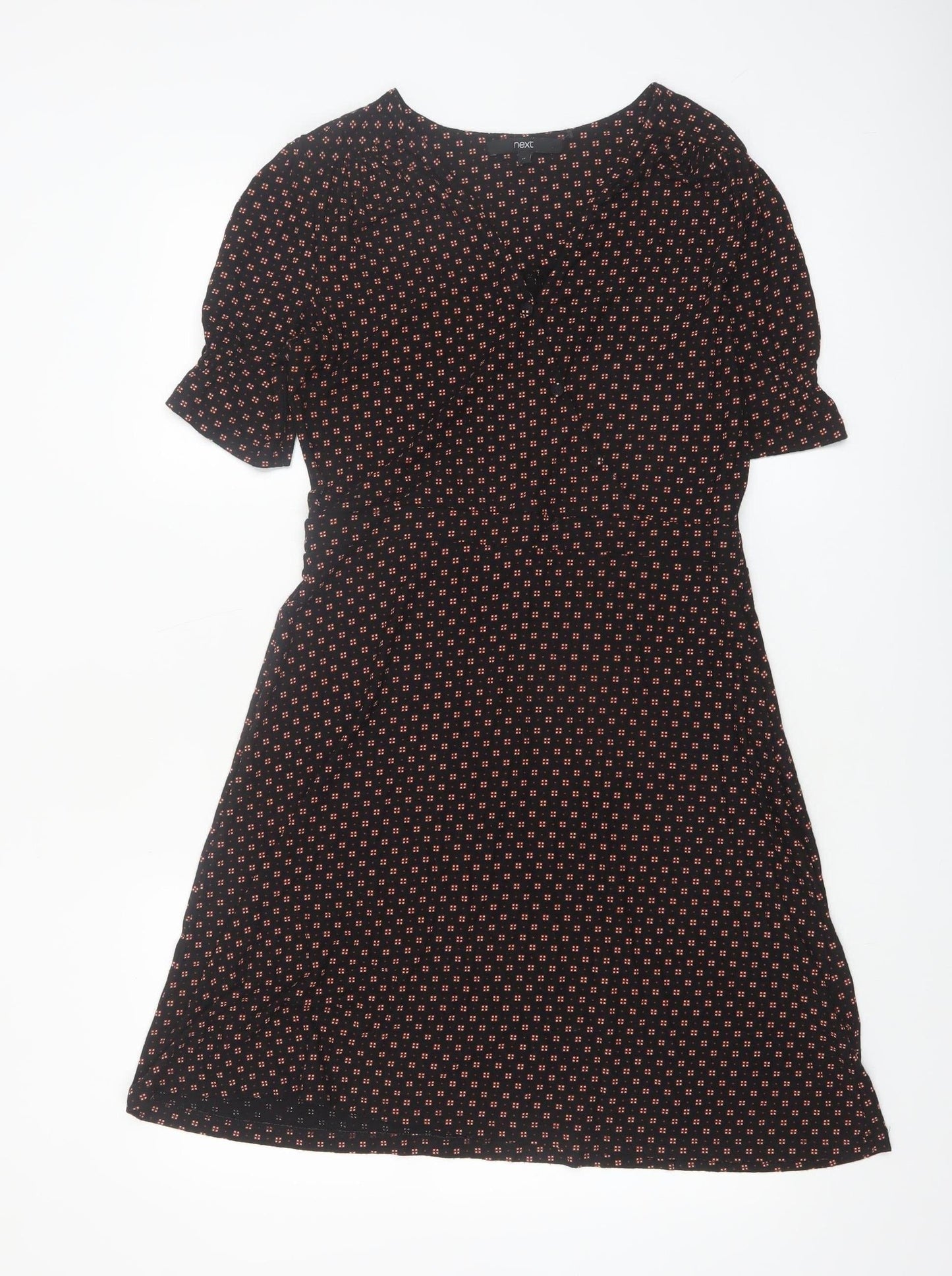 Next Women Black Geometric A-Line Knee Length Dress Size 12