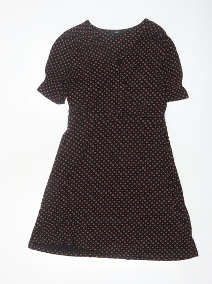 Next Women Black Geometric A-Line Knee Length Dress Size 12