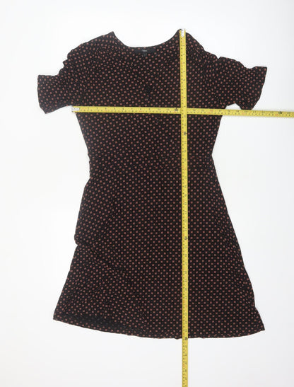 Next Women Black Geometric A-Line Knee Length Dress Size 12
