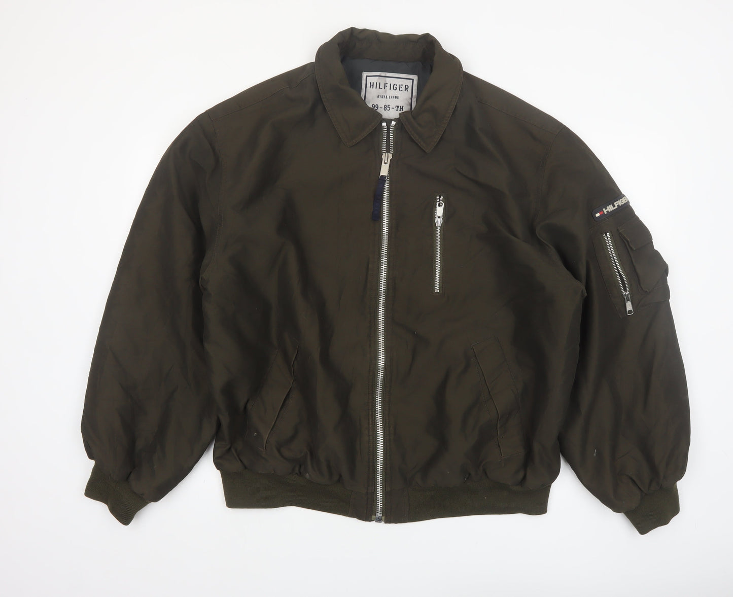 Tommy Hilfiger Men's Green Bomber Jacket XL Military Style
