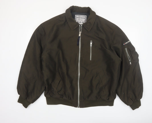 Tommy Hilfiger Men's Green Bomber Jacket XL Military Style