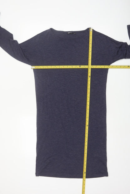 Rohan Women Blue Size 8 Shift Knit Long Sleeve Knee Dress