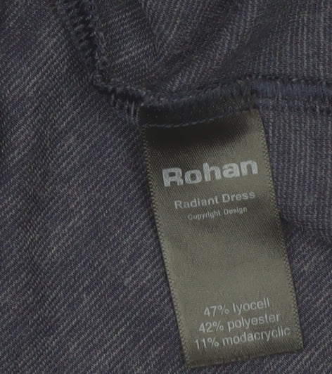 Rohan Women Blue Size 8 Shift Knit Long Sleeve Knee Dress