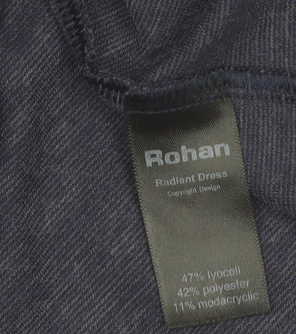 Rohan Women Blue Size 8 Shift Knit Long Sleeve Knee Dress