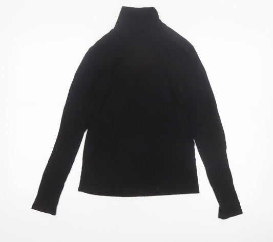 Tif Tiffy Women's Black Roll Neck Long Sleeve Slim Fit Top Size L