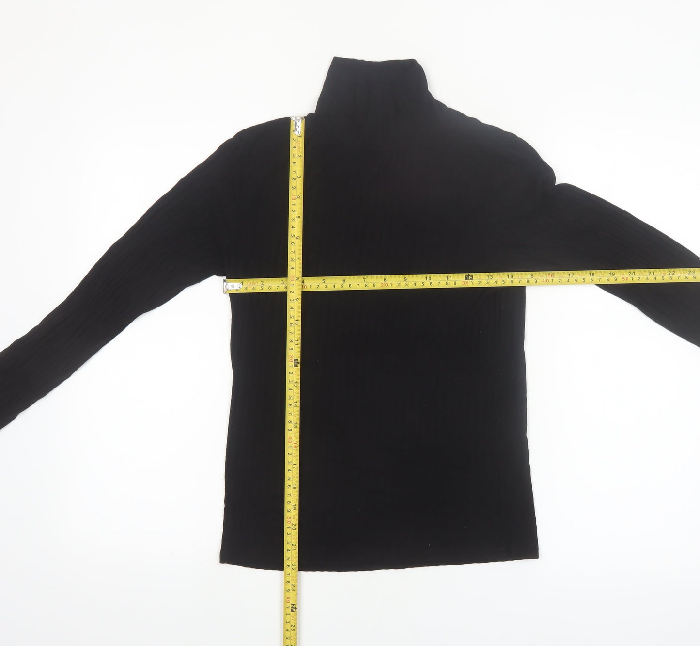Tif Tiffy Women's Black Roll Neck Long Sleeve Slim Fit Top Size L