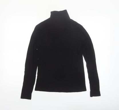 Tif Tiffy Women's Black Roll Neck Long Sleeve Slim Fit Top Size L