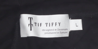 Tif Tiffy Women's Black Roll Neck Long Sleeve Slim Fit Top Size L