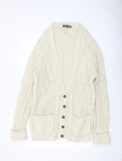 Topshop Tall Women’s Ivory Chunky-Knit Cardigan Size 12