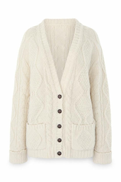 Topshop Tall Women’s Ivory Chunky-Knit Cardigan Size 12