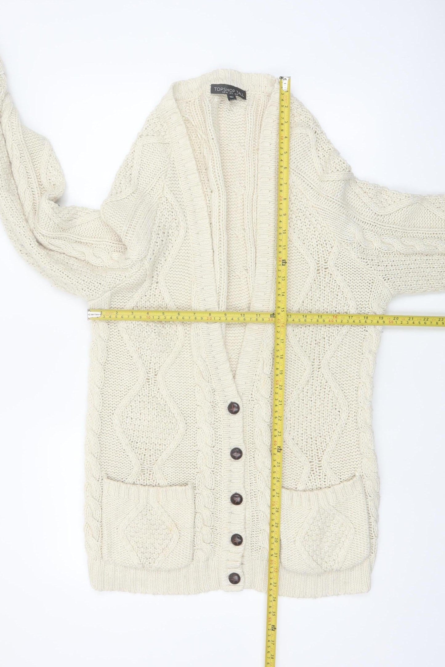 Topshop Tall Women’s Ivory Chunky-Knit Cardigan Size 12