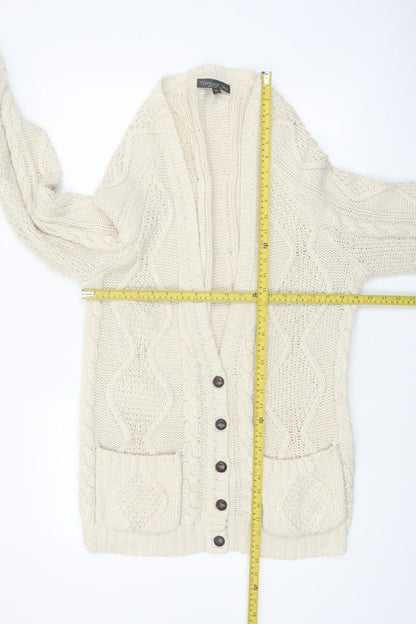 Topshop Tall Women’s Ivory Chunky-Knit Cardigan Size 12