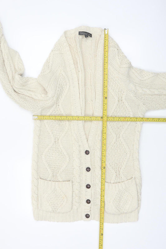 Topshop Tall Women’s Ivory Chunky-Knit Cardigan Size 12