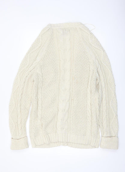 Topshop Tall Women’s Ivory Chunky-Knit Cardigan Size 12