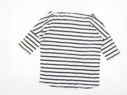 Hilfiger Denim Women's White Navy Star Stripe 3/4 Sleeve Cotton T-Shirt S