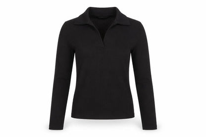 New Look Women's Black Collared Long Sleeve Knit Top Size 12