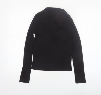 New Look Women's Black Collared Long Sleeve Knit Top Size 12
