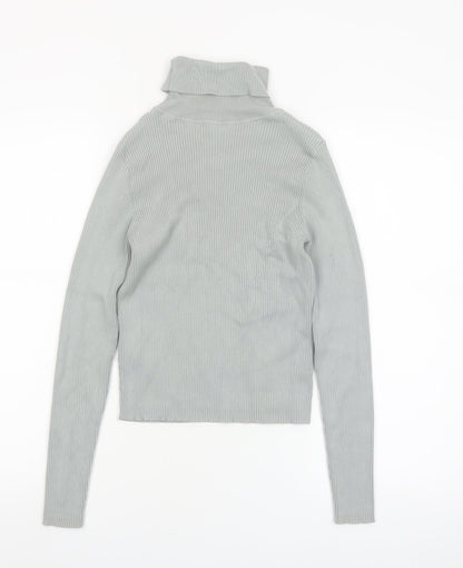 Pimkie Women's Grey Roll Neck Ribbed Jumper Size 12