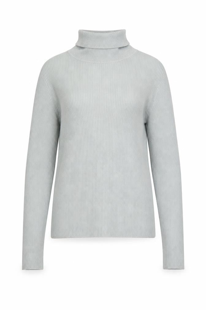 Pimkie Women's Grey Roll Neck Ribbed Jumper Size 12