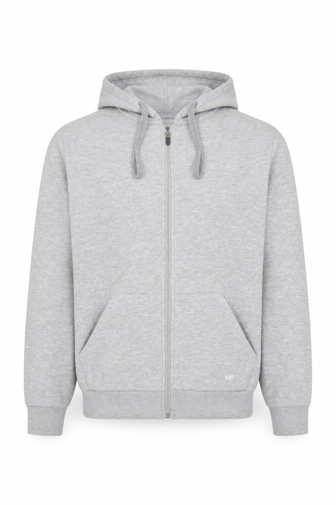 MP Men's Grey Full Zip Fleece Hoodie Size M Regular Fit